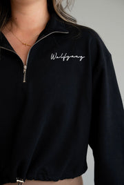 Onyx Black Quater-zip pull over sweatshirt