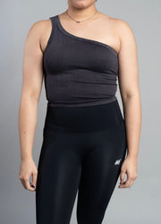 Cropped One Shoulder Ribbed Tank