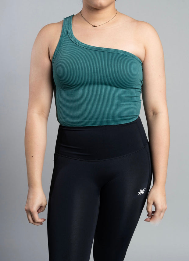 Cropped One Shoulder Ribbed Tank