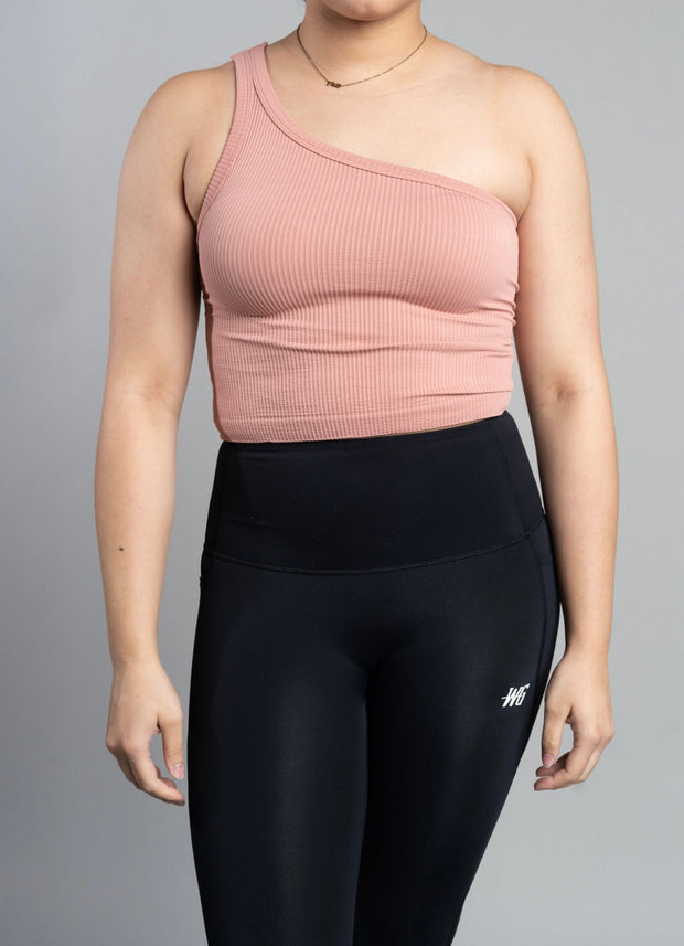 Cropped One Shoulder Ribbed Tank