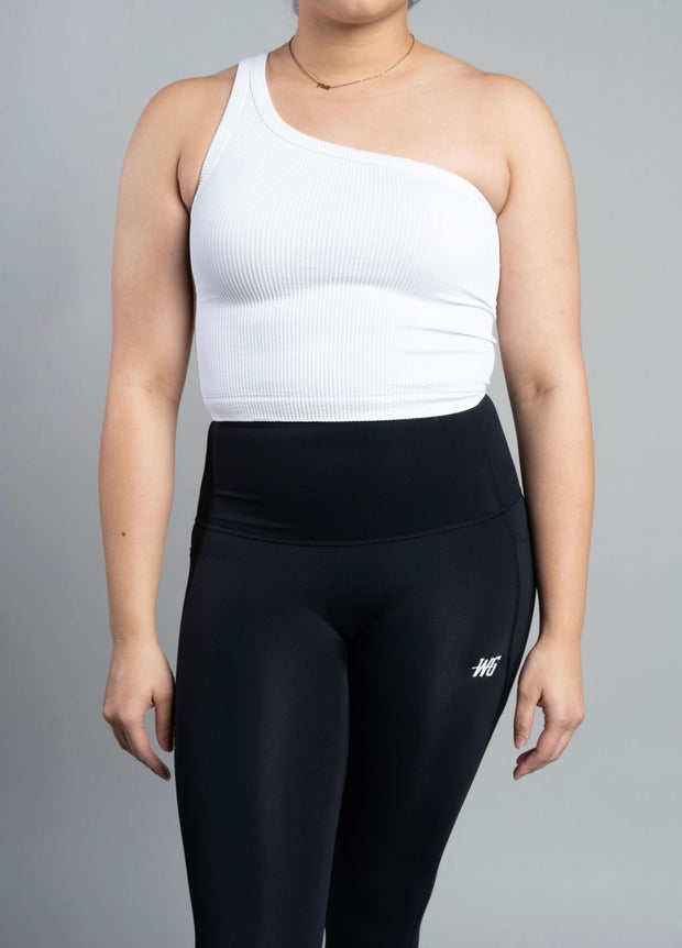 Cropped One Shoulder Ribbed Tank