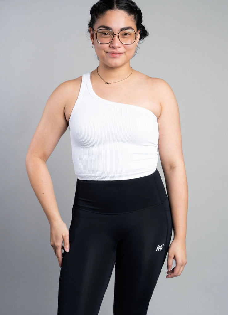 Cropped One Shoulder Ribbed Tank