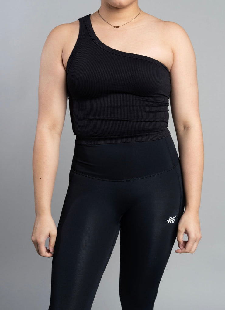 Cropped One Shoulder Ribbed Tank