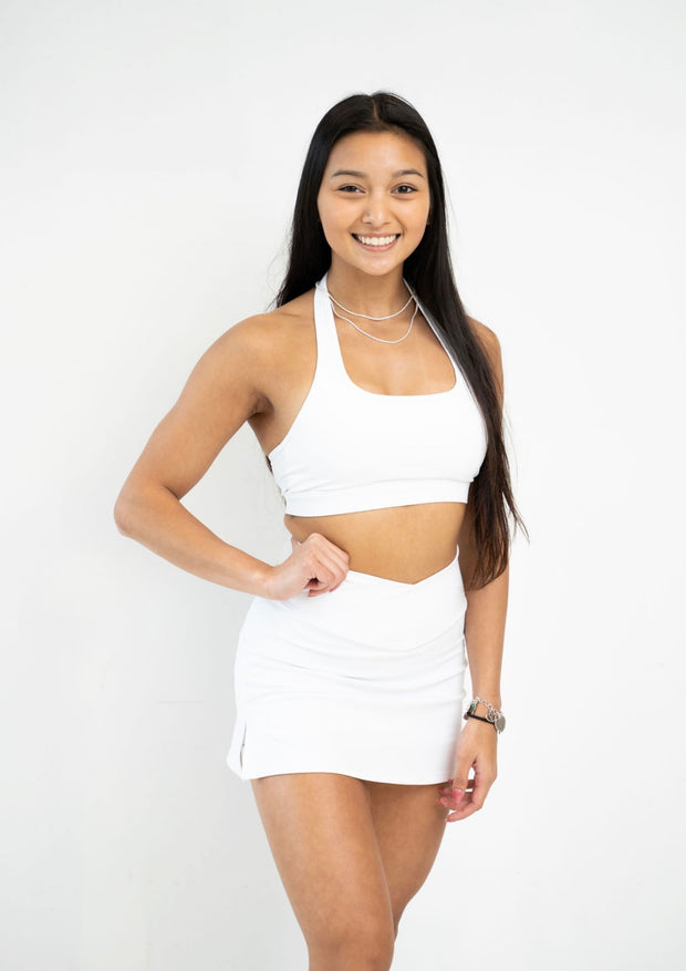 White Tennis V Waist Line Skirt