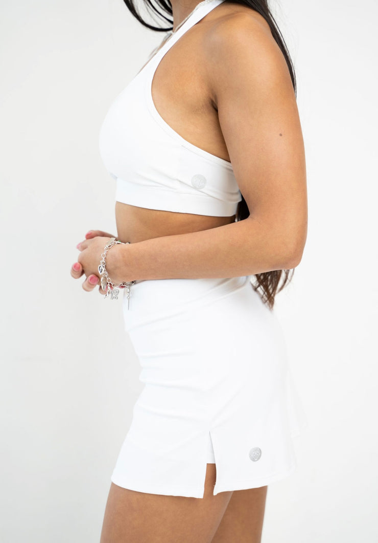 White Halter Sports Bra