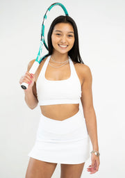 White Halter Sports Bra